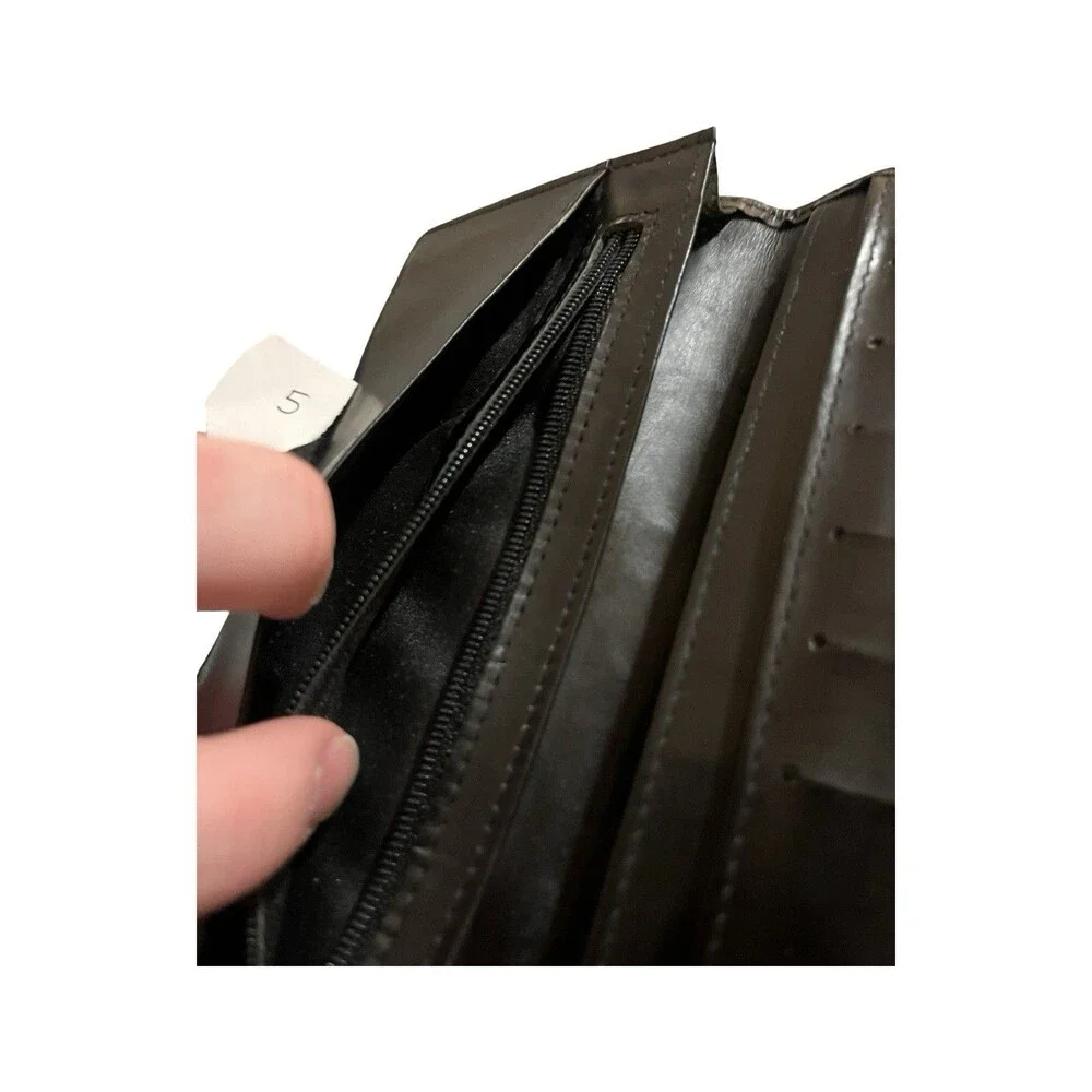 Authentic Dunhill Black Oxford Leather Bifold Long Wallet Made in France